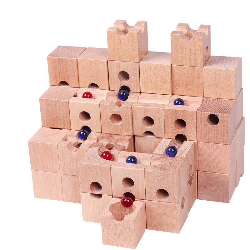 Marble Run Set - Set Bangunan Lintasan Marmer Kayu Solid