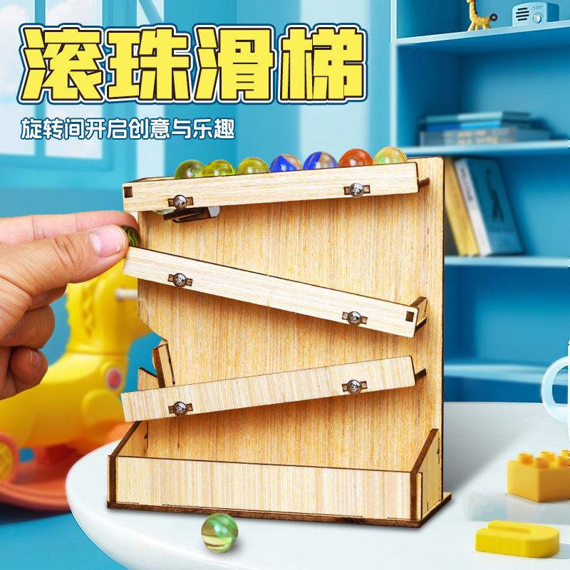 Marble Run Set - Perlengkapan DIY Lintasan Marmer Kayu, Mainan
