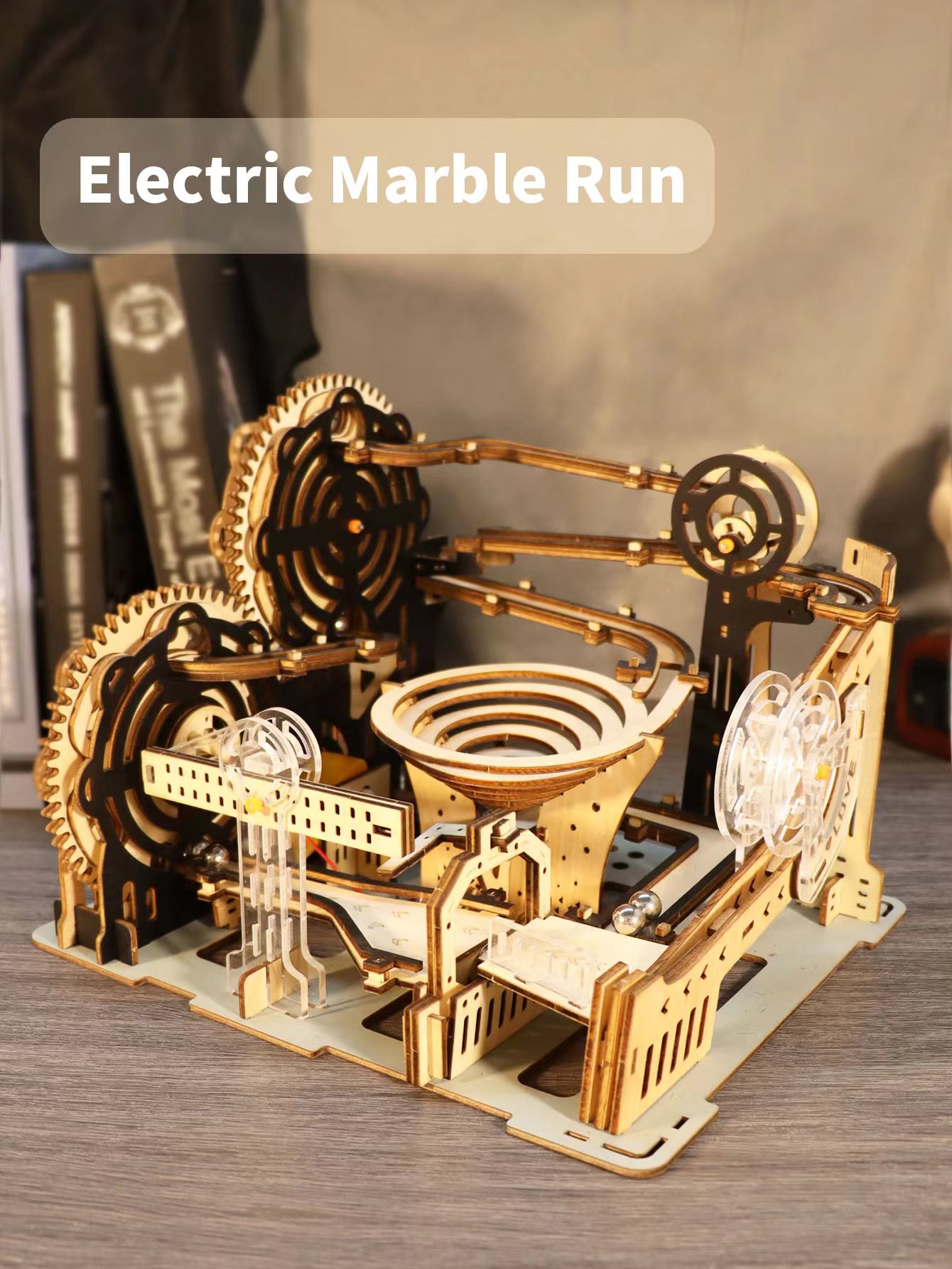 Marble Run Set - Kit Model lari marmer Puzzle kayu