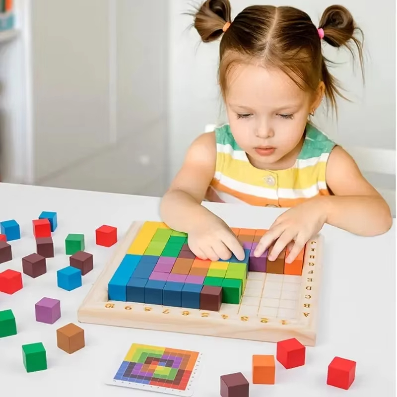 Kids Toys Under 100 - Mainan Puzzle Kayu Montessori 10*10 Blok